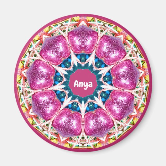 ANYA ~ Personalisiert rosa 3D Muster Fraktal ~ Magnet (Vorne)