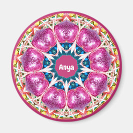 ANYA ~ Personalisiert rosa 3D Muster Fraktal ~ Magnet