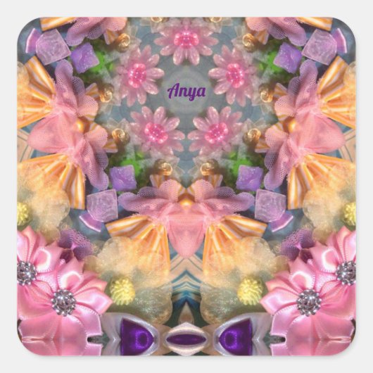 ANYA ~ Schatten Gelb, Lila, rosa, blau Quadratischer Aufkleber (Vorderseite)