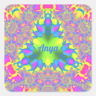ANYA ~ Shades Gelb, Grün, Rosa, Blau Quadratischer Aufkleber