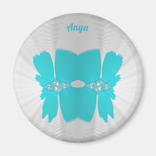 ANYA ~ White und Aqua ~ Atemberaubendes Design Magnet (Vorne)