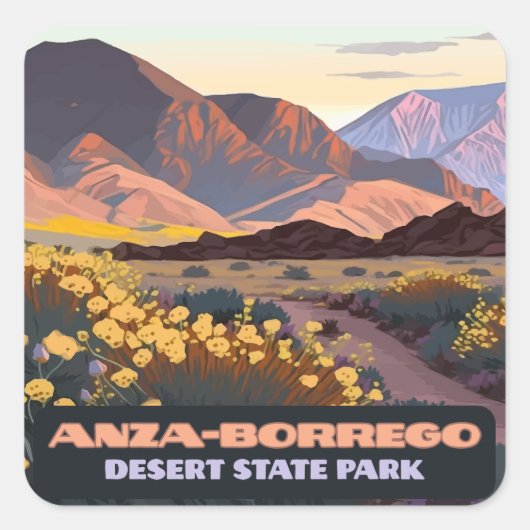 Anza Borrego Desert Staat Park California Quadratischer Aufkleber (Vorderseite)