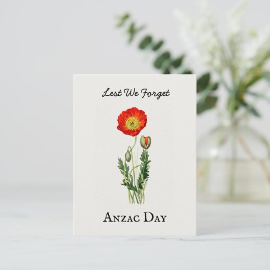 Anzac-Tag Mohn Vintage Erinnerung Postkarte (Stehend Vorderseite)
