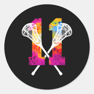 Anzahl 11 Jahre Lacrosse 11. Geburtstag Runder Aufkleber