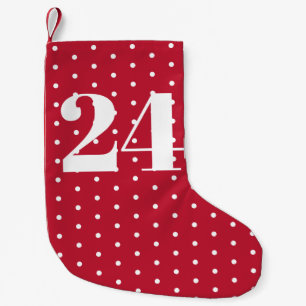 Anzahl Advent Calendar Rote und weiße Polka Punk Kleiner Weihnachtsstrumpf