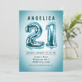 Anzahl Ballons 21. Geburtstagsfeier Einladung (Stehend Vorderseite)