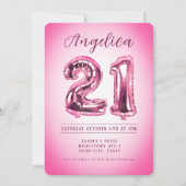 Anzahl Ballons 21. Script Einladung zum Geburtstag (Vorderseite)