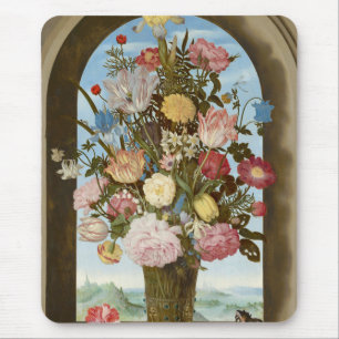 Anzahl der Blume in einem Fenster, c.1618 Mousepad