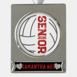 Anzahl der geplagten Volleyball-Senior-Jahre Banner-Ornament Silber