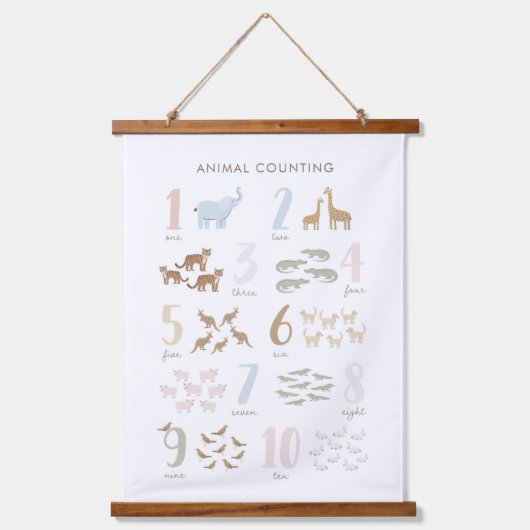 Anzahl der Tiere Kinderzimmer Dekoration Wandteppich Mit Holzrahmen (Vorderseite)
