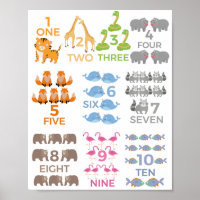 Anzahl Tierposter 1 - 10 Kinder Kinderzimmer lerne