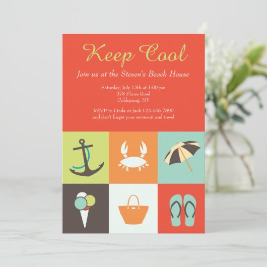 Anzeichen der Sommereinladung Einladung (Stehend Vorderseite)