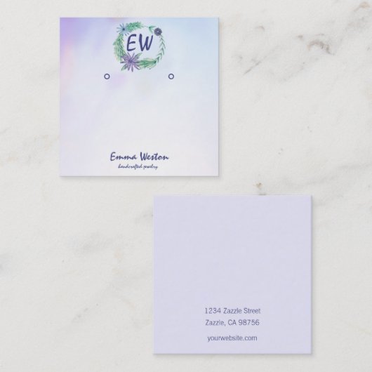 Anzeige der Blume "Watercolor Lavendel" Quadratische Visitenkarte (Vorne/Hinten)