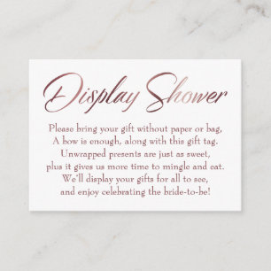 Anzeige der Dusche Rose Gold Script Tag Karte einf