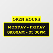 Anzeige der Öffnungszeiten an der Glastür Fensteraufkleber (Blatt)