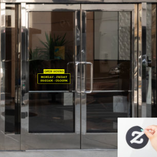 Anzeige der Öffnungszeiten an der Glastür Fensteraufkleber