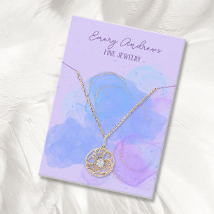 Anzeige des lila Designers Schmuckanhängers Visitenkarte