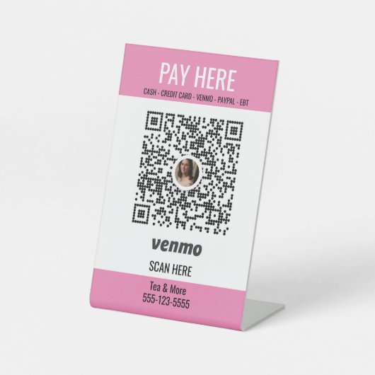 Anzeige des QR-Code-Pay-Pal-Schilds für Fahrzeuge Sockelschild (Vorderseite)