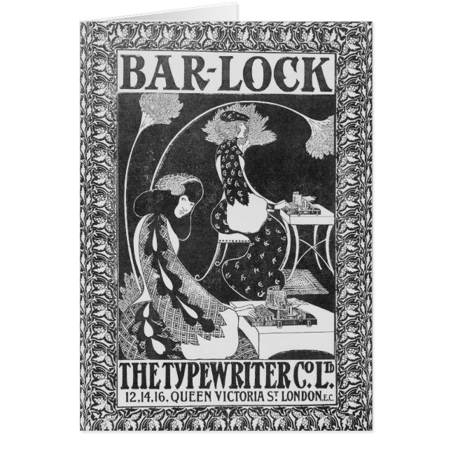 Anzeige für Bar-Verschluss Schreibmaschinen, (Vorne)