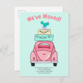 Anzeige für die Bewegung von Mini-Koffern Ankündigungspostkarte (Vorne/Hinten)