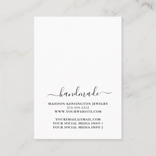 Anzeige für handgefertigte Monogramme oder Logokom Visitenkarte (Rückseite)