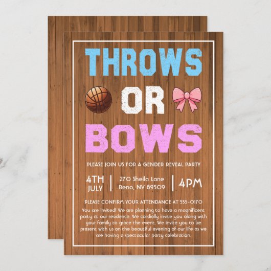 Anzeige von Zeigern oder Bows Gender Einladung (Vorne/Hinten)