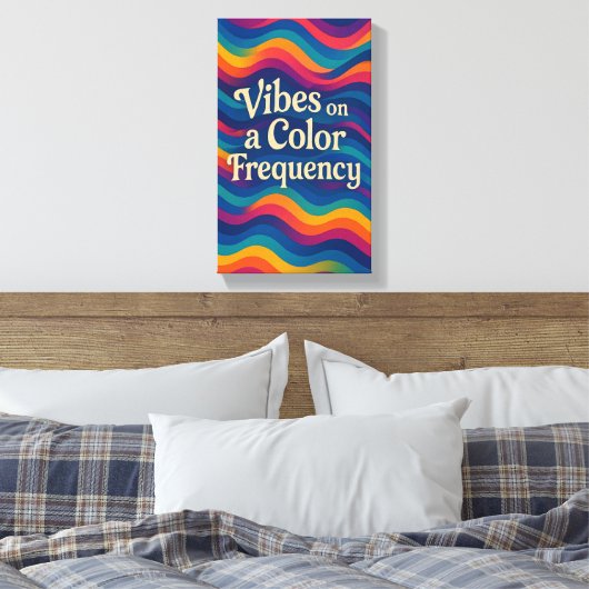 Anzeigen auf einer Farbfrequenz | Abstrakte Wave-L Leinwanddruck (Insitu (Schlafzimmer))