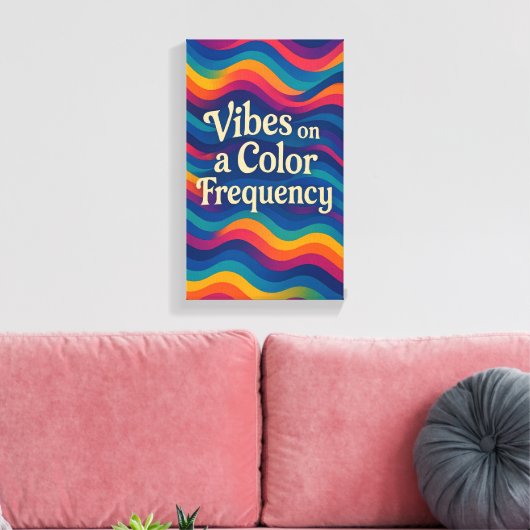 Anzeigen auf einer Farbfrequenz | Abstrakte Wave-L Leinwanddruck (Insitu (Wohnzimmer))