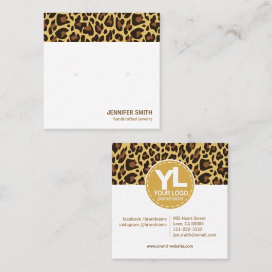 Anzeigen der klassischen Leopardenblätter Quadratische Visitenkarte (Vorne/Hinten)
