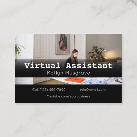 Anzeigen der Virtual Assistant Gig Business Card Visitenkarte (Rückseite)