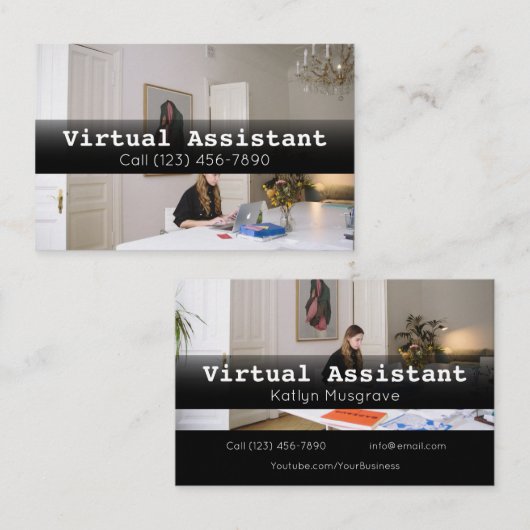 Anzeigen der Virtual Assistant Gig Business Card Visitenkarte (Vorne/Hinten)