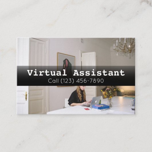 Anzeigen der Virtual Assistant Gig Business Card Visitenkarte (Vorderseite)