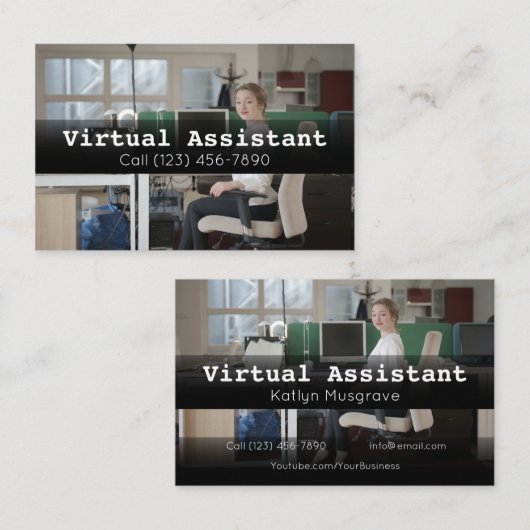 Anzeigen der Virtual Assistant Gig Business Card Visitenkarte (Vorne/Hinten)