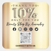 Anzeigen Ihrer Wertschätzung mit 10% Off QR Code I Quadratischer Aufkleber (Vorderseite)