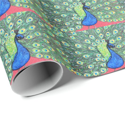 Anzeigen von Pfauenmalerei Geschenkpapier (Rolleneckpunkt)
