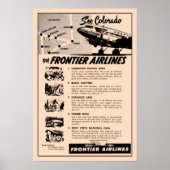 Anzeigenaufdruck der 1950er Frontier Airlines Poster (Vorne)