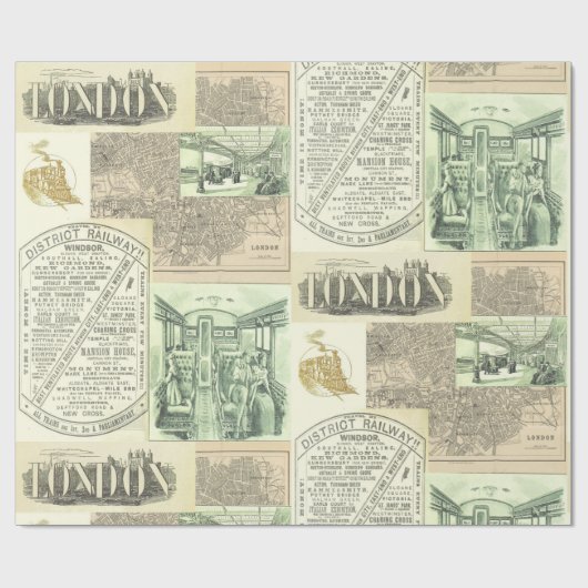 Anzeigenkollektion für Vintage Bahnzeitungen Geschenkpapier (Flach)