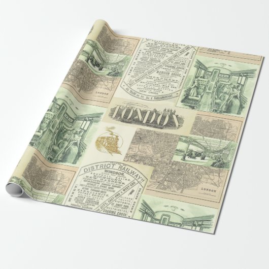 Anzeigenkollektion für Vintage Bahnzeitungen Geschenkpapier (Ungerollt)