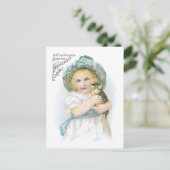 Anzeigenschild Viktorianisches Mädchen mit Kätzche Postkarte (Stehend Vorderseite)