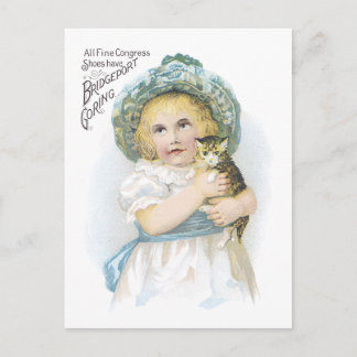 Anzeigenschild Viktorianisches Mädchen mit Kätzche Postkarte