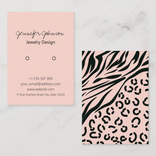 Anzeigetafel für den Farbdruckrosa Ohrring Visitenkarte (Vorne/Hinten)