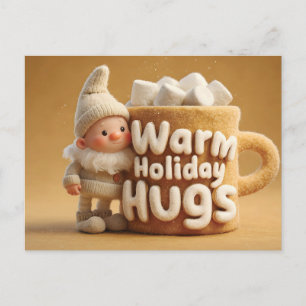 Anziehlicher Filz-Gnom mit Marshmallow-Tasse Postkarte