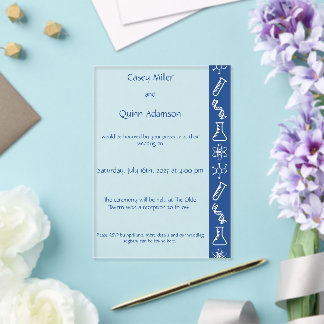 Anziehungskräfte in blauer Acryl-Hochzeit Acryleinladungen
