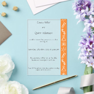 Anziehungskräfte in orangener Acryl-Hochzeit Acryleinladungen