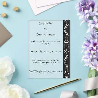 Anziehungskräfte in schwarzer Acryl-Hochzeit Acryleinladungen