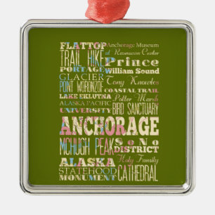 Anziehungskräfte u. berühmte Orte des Anchorages Silbernes Ornament