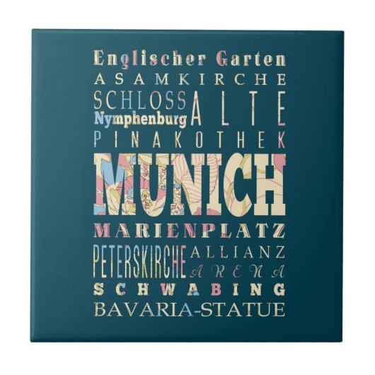 Anziehungskräfte u. berühmte Orte von München, Fliese (Vorderseite)