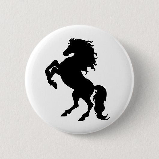 Anzuchten von schwarzem Hengst / Pferd Button (Vorderseite)