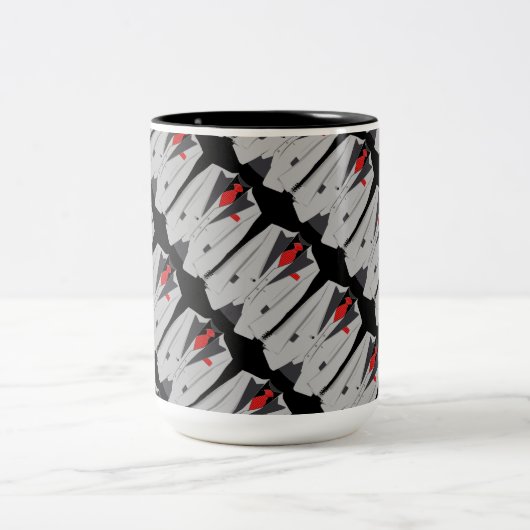 Anzug aus Grau und Rote Krawatte Tasse (Mittel)