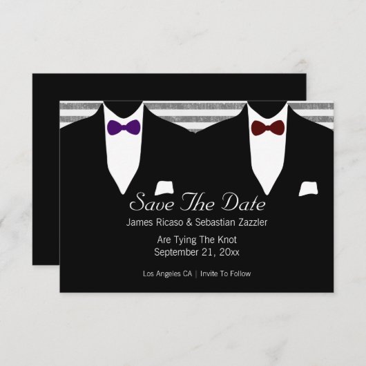 Anzug Bow Krawatte Gay Save the Date Wedding (Vorne/Hinten)